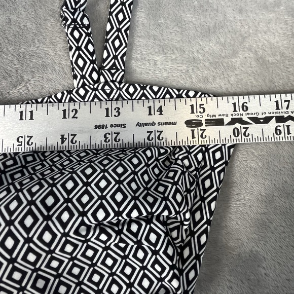 DKNY Bandeau  One Piece Swim Suit Women's XXL Black White Geo Print - Picture 4 of 15
